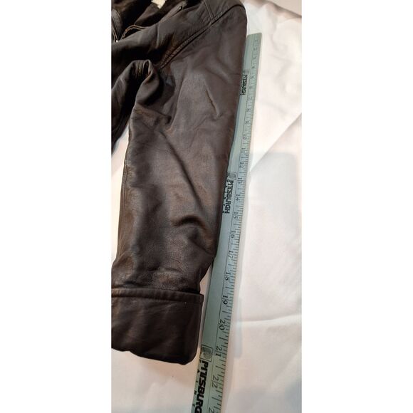 Donna Pelle Vintage Brown Leather Coat Faux Fur Collar Size S - Picture 4 of 16